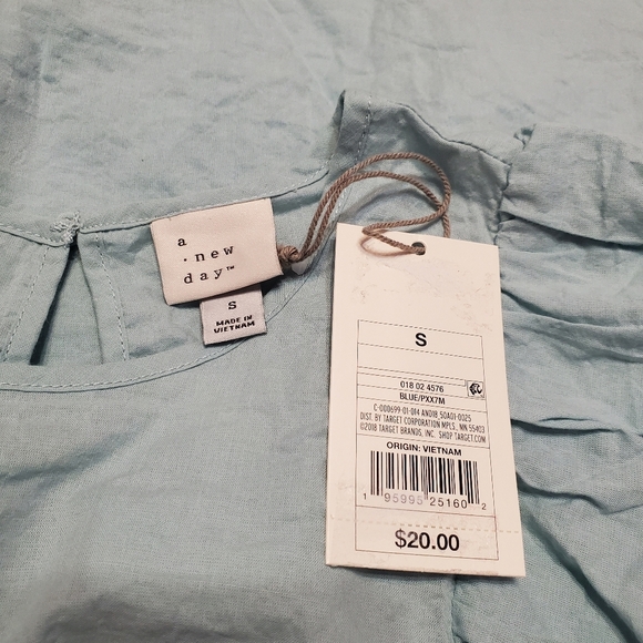NWT A New Day Women's Flutter Sleeves Cotton Blouse Top S - Picture 3 of 6